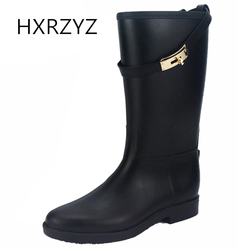 HXRZYZ women rain boots ladies buckle rubber boots spring/autumn ...