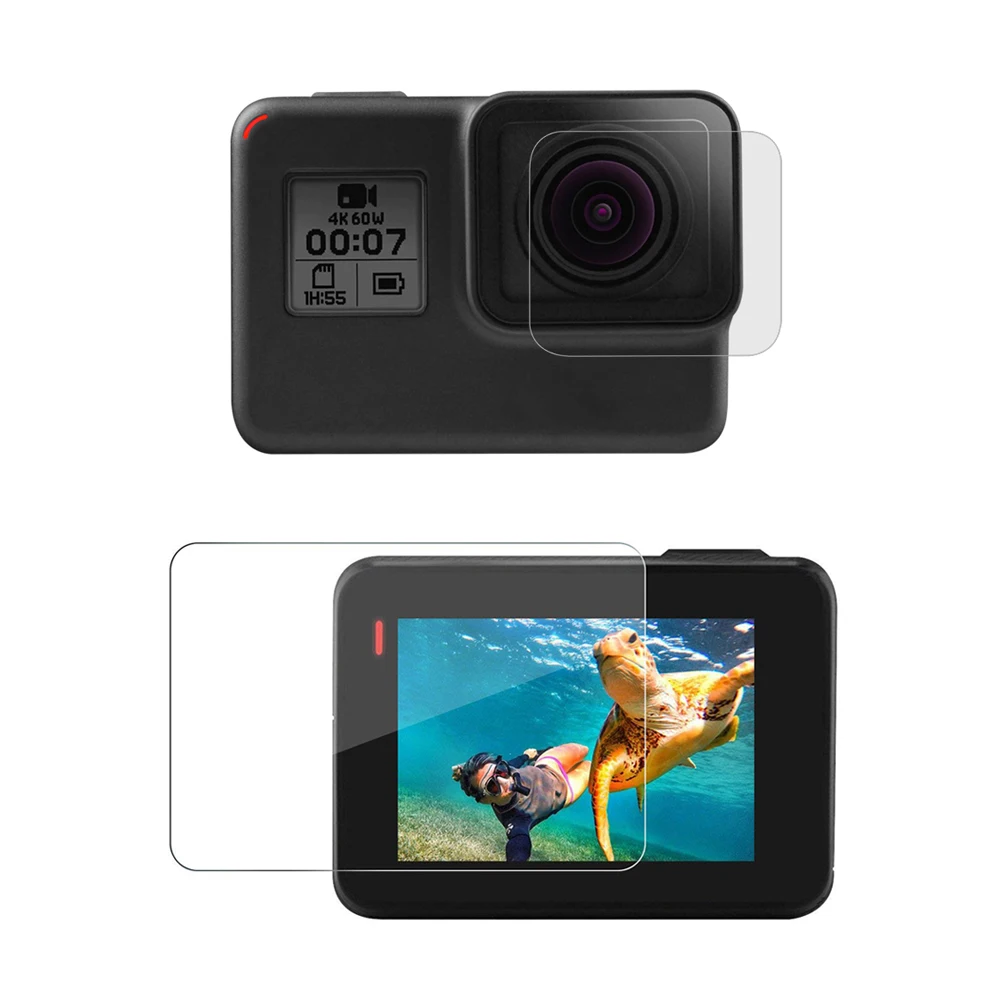 Закаленная пленка для GoPro Hero 7 6 5 Черная защитная Go Pro белый и Серебристый