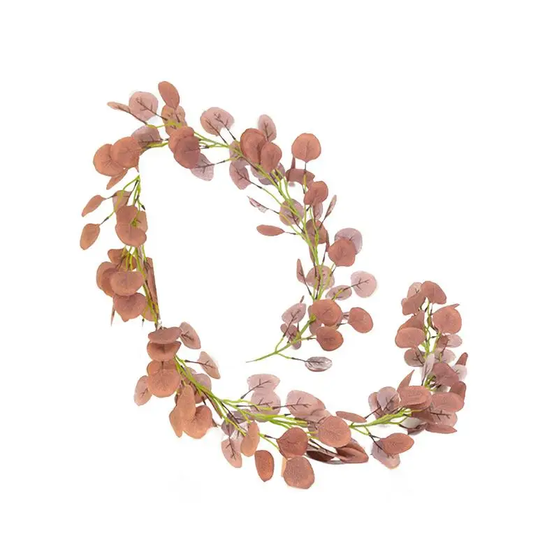 Искусственные зеленые эвкалипт виноградные листья эвкалипт цветок лист круг стены декоративное свадебное украшение вертикальный сад - Цвет: Autumn Red