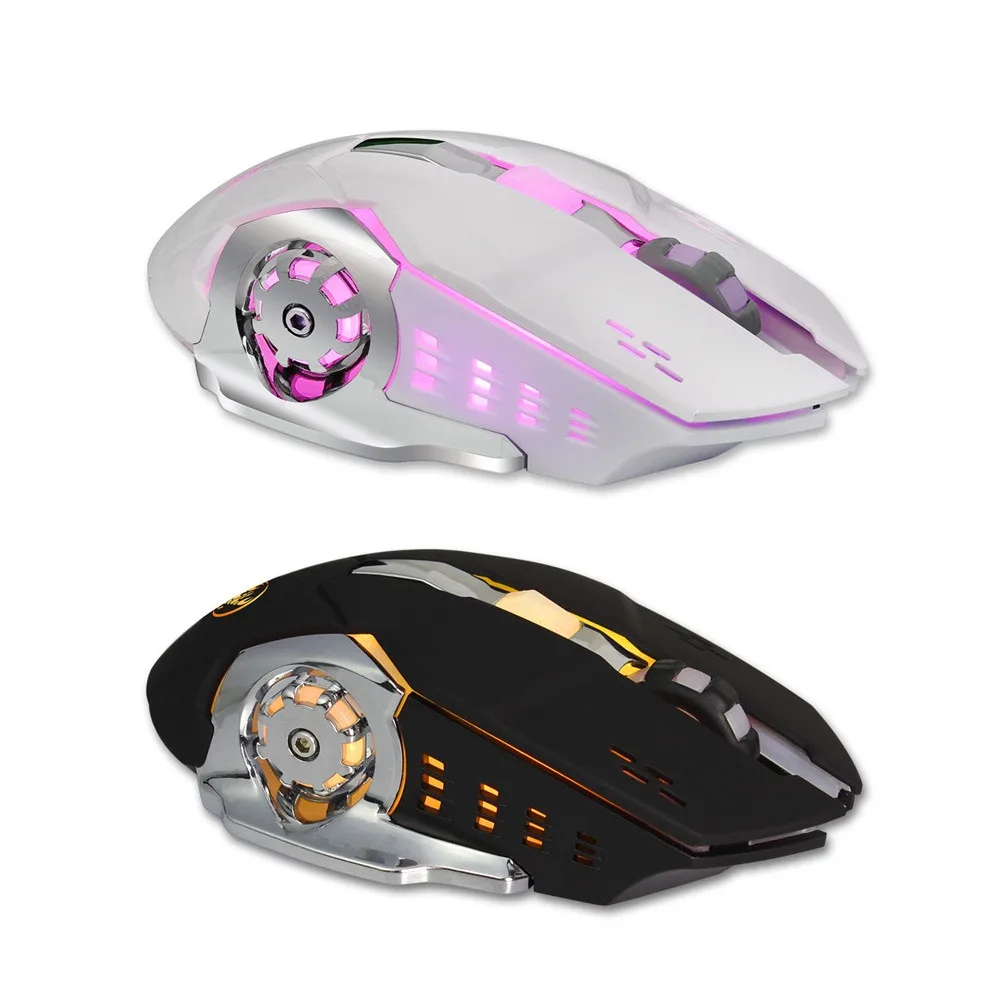 Беспроводная мышь 2,4 ГГц, светодиодный светильник, перезаряжаемая игровая мышь с аккумулятором 2400 dpi, 6 кнопок, Высококачественная мышь для ПК, ноутбука L0129