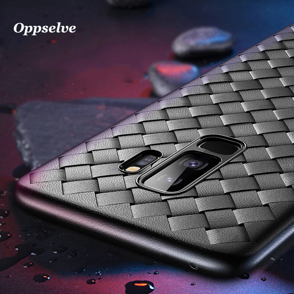 

Luxury Case For Samsung Galaxy S9 S9 Plus Super Soft Silicone Grid Weave Capinhas For Galaxy S9 S9+ Cover Coque Capa Telefontok