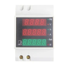 DIN Rail Multi-function Digital Meter AC 80-300V 0-100A Active Power Factor Electric Energy Ammeter Voltmeter Led Display Panel