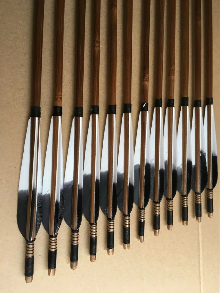 6 шт./12 шт. бамбуковые стрелы с крашеными перьями|bamboo arrows|arrow for huntinggood arrows |