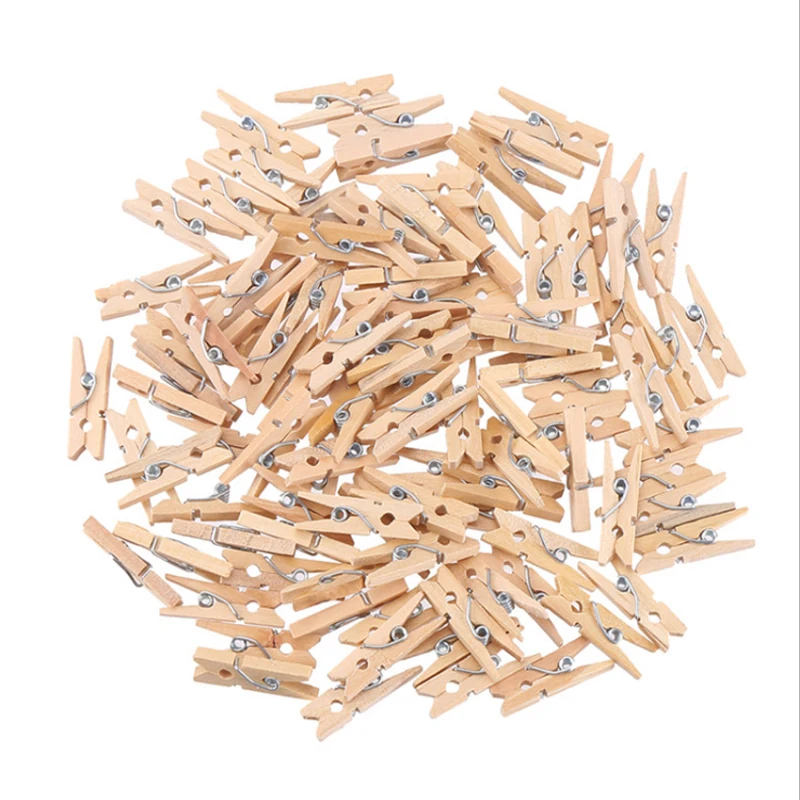 

100pcs 3.5cm Quality Natural Wooden Clips For Photo Clips Clothespin Craft Decoration Clips Pegs Party Home Decoration June 12