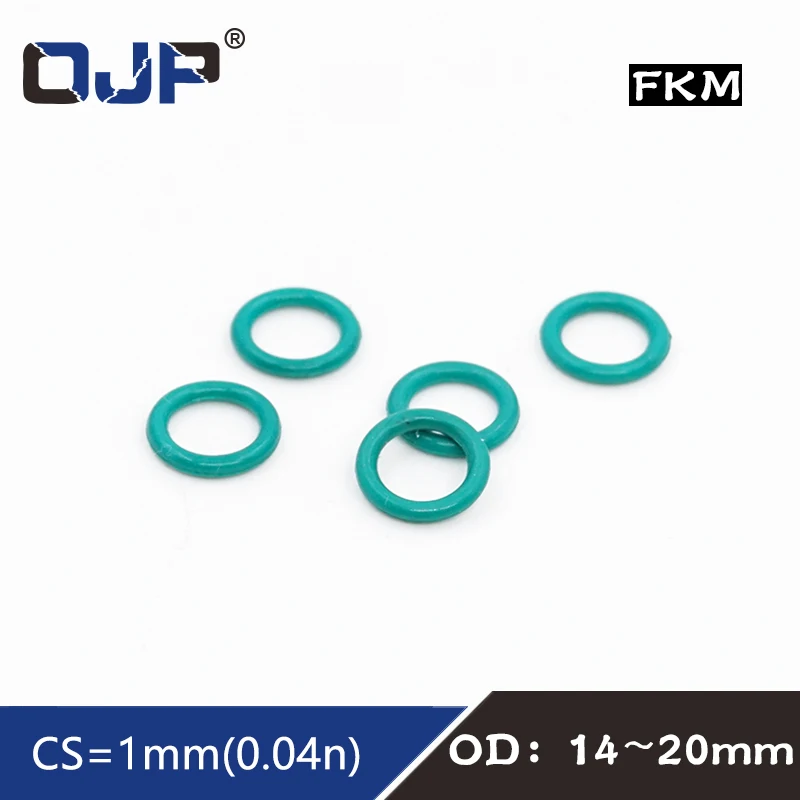 10pcs/lot Rubber Ring Green Fkm O Ring Seals 1mm Thickness Od14/15/16