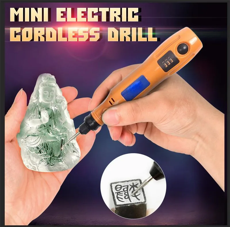 Mini Grinder DC 3.6V Mini Electric Cordless Drill Variable Speed Grinding Rotary Tool Jade Carving Pen Electric Drill Grinding haoli wireless portable electric mini drill carving polishing grinding drilling tool variable speed liuthium battery rotary tool