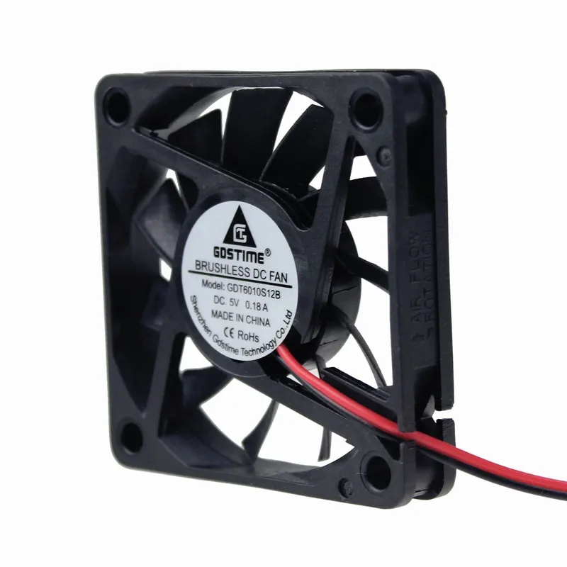 Gdstime 10 шт. DC 5 В 6010 6 см 2Pin 60x60x10 мм Бесщеточный вентилятор охлаждения 60 x корпус