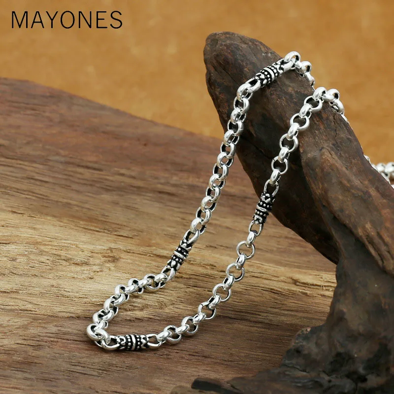 FNJ-Link-Bamboo-Chain-Necklaces-925-Silver-4mm-45cm-to-80cm-Original-S925-Thai-Silver-Women