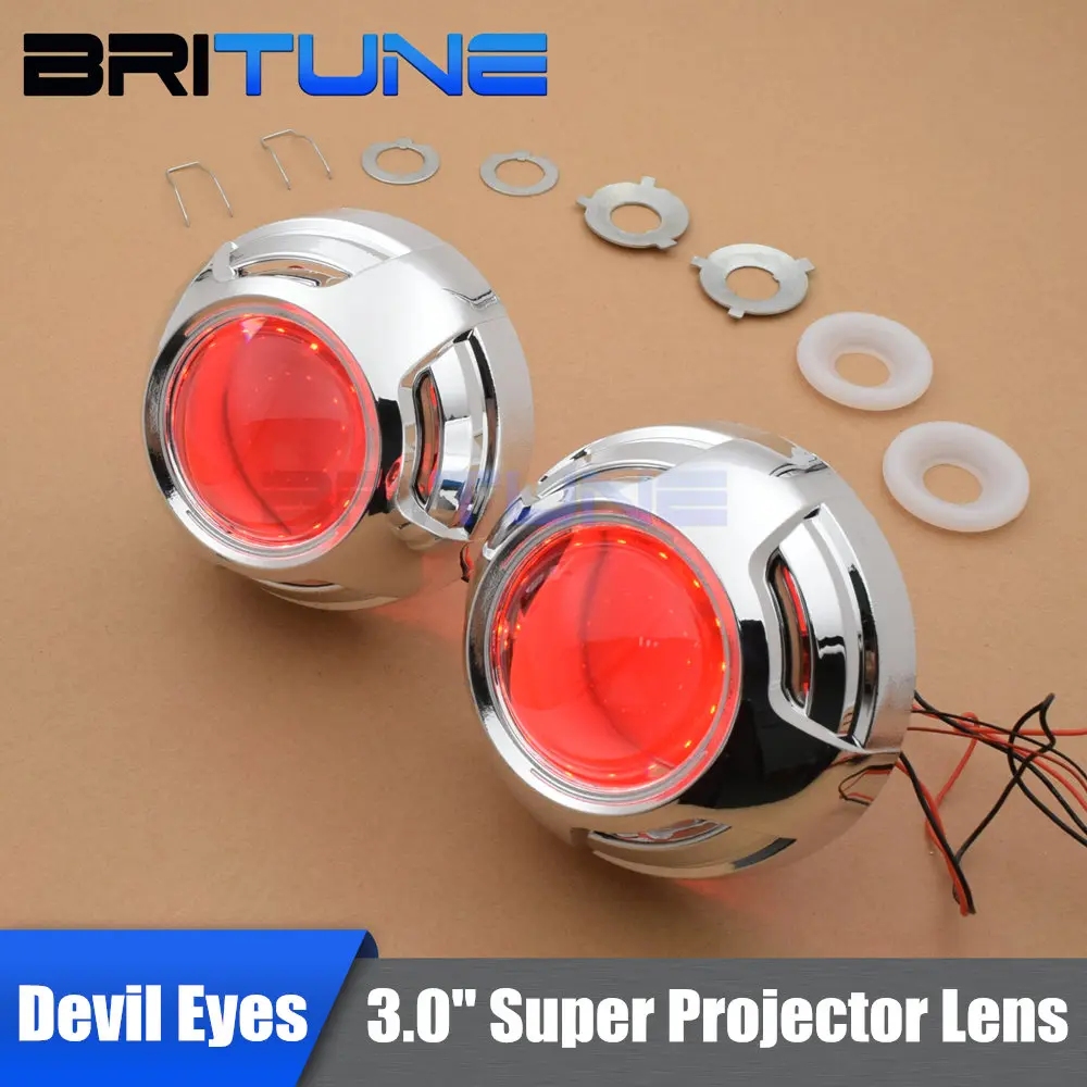 

3.0'' Super Upgrade HID Bixenon Projector Headlamp Lens W/WO LED Devil Demon Eyes For Car Headlight Retrofit DIY H1 H4 H7 9005