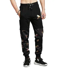 Осенние модные Лоскутные Мужские штаны для бега с вышивкой, повседневные обтягивающие Хлопковые Штаны в стиле хип-хоп, винтажные уличные брюки