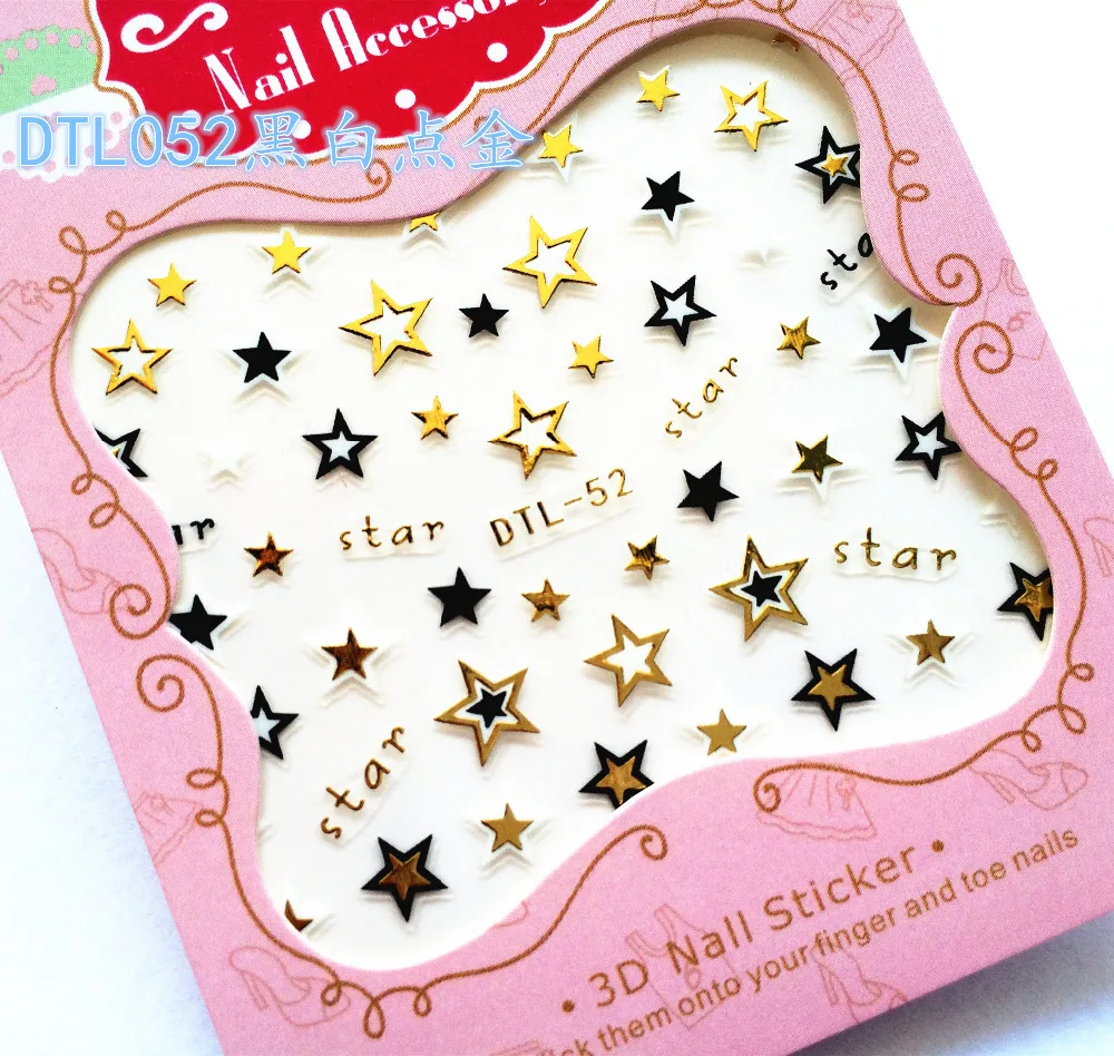 

1 Sheet Fashion Nails Art Manicure 3D Gold Decorations Design Back Glue Nail Stickers For Nails Tips Beauty