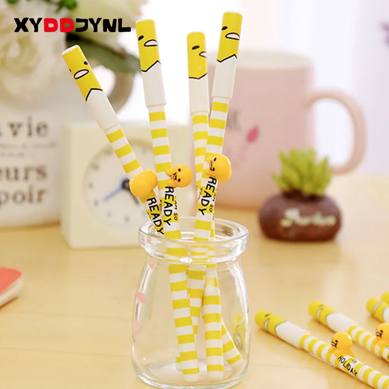 

XYDDJYNL 2 Pcs Funny Stripes 0.38mm Lazy Egg Gudetama Gel Ink Pen Promotional Gift Stationery School & Office Supply