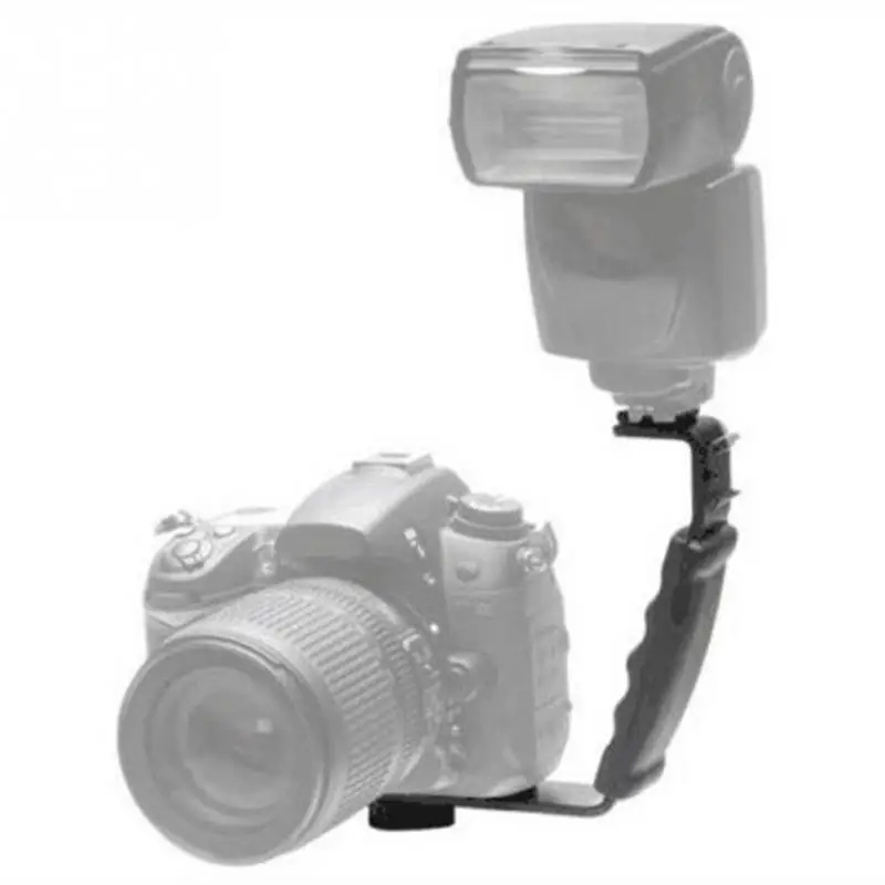 

L-shaped Angle 2 Shoe Flash Bracket DV bracket tray Dual Hot shoe L-shaped Flash Bracket for DSLR Camera and Camcorders