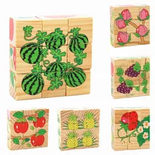 Милое качество Дети Деревянный мультфильм головоломка игрушки 6 сторон красочная Мудрая головоломка игрушки раннего развития родитель-детская игра MPT005