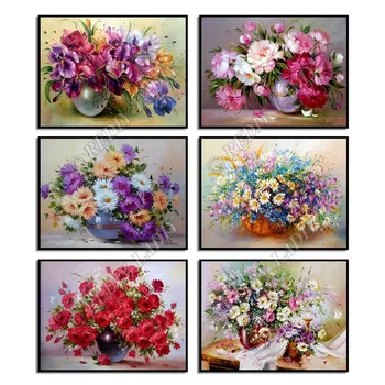 

Full Square / Round Diamond Painting Kits Crystal Mosaic Pattern Flowers & Vase Diamond Art Beaded Cross Stitch Hobby & Crafts