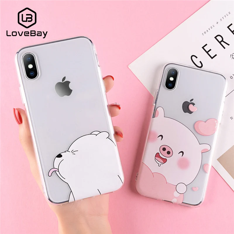 Чехол для телефона Lovebay iPhone 6 6s 7 8 Plus X XR XS Max Модный милый мультяшный медведь свинья