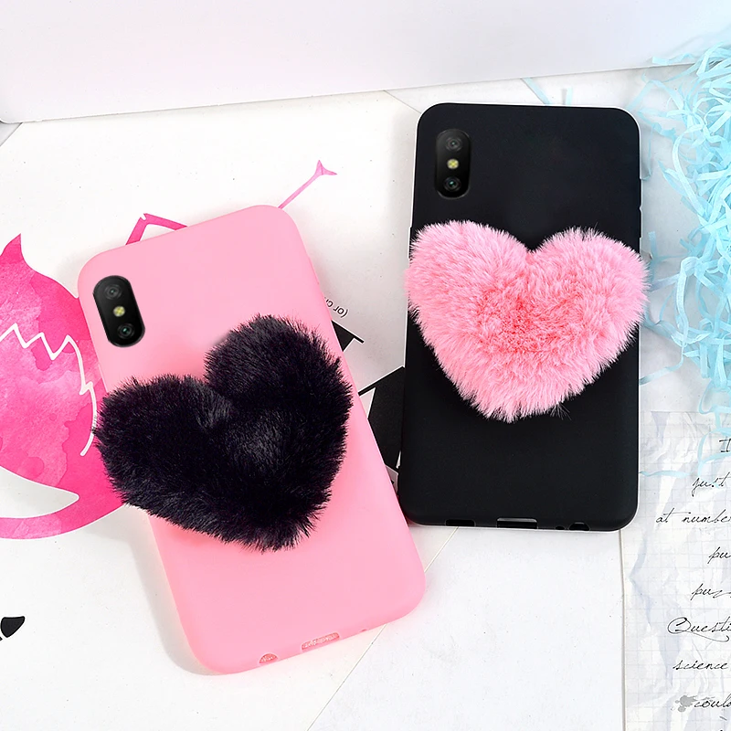 Cute Case For iPhone XS MAX XR Matte Silicone Soft TPU Back Cover For iPhone X 7 8 6 6S Plus Cases 3D Furry Love Hearts Shell