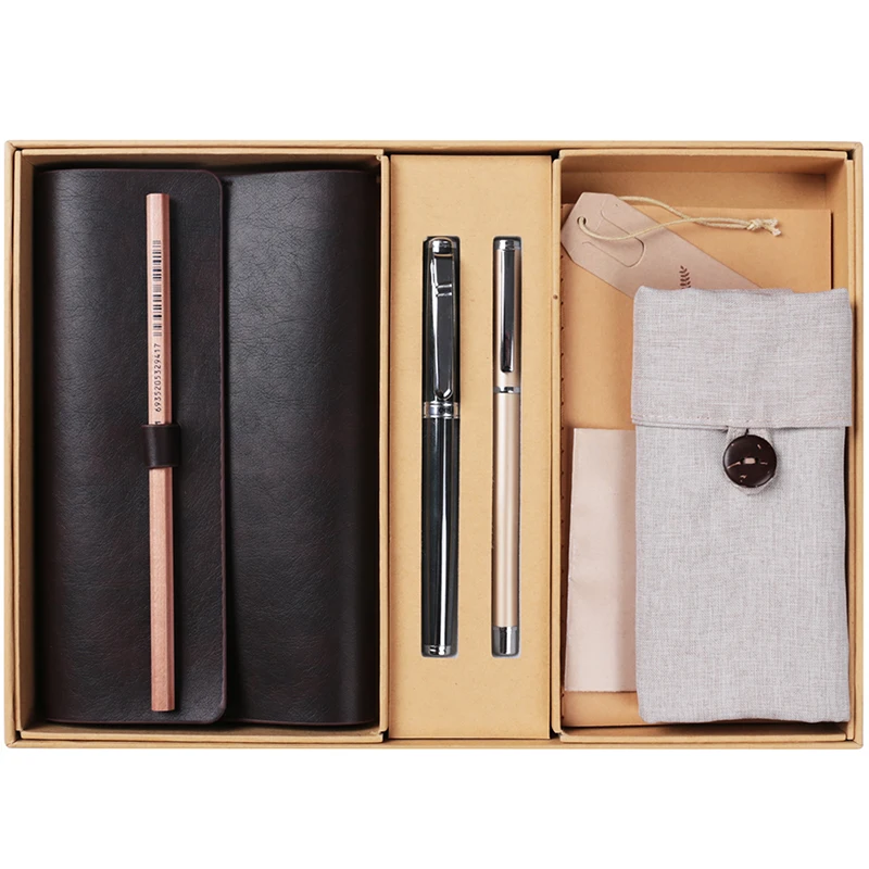 

Deli Business Notebook Set Vintage Soft PU Leather Cover Meeting Travel Diary Book with a Gel Pen Stationery Office Gift Set