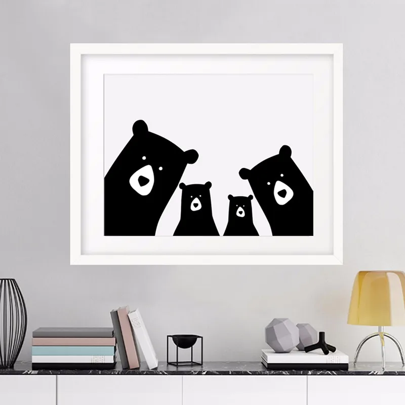 Bear Family Animal Print Wall Picture Canvas Art Poster ...