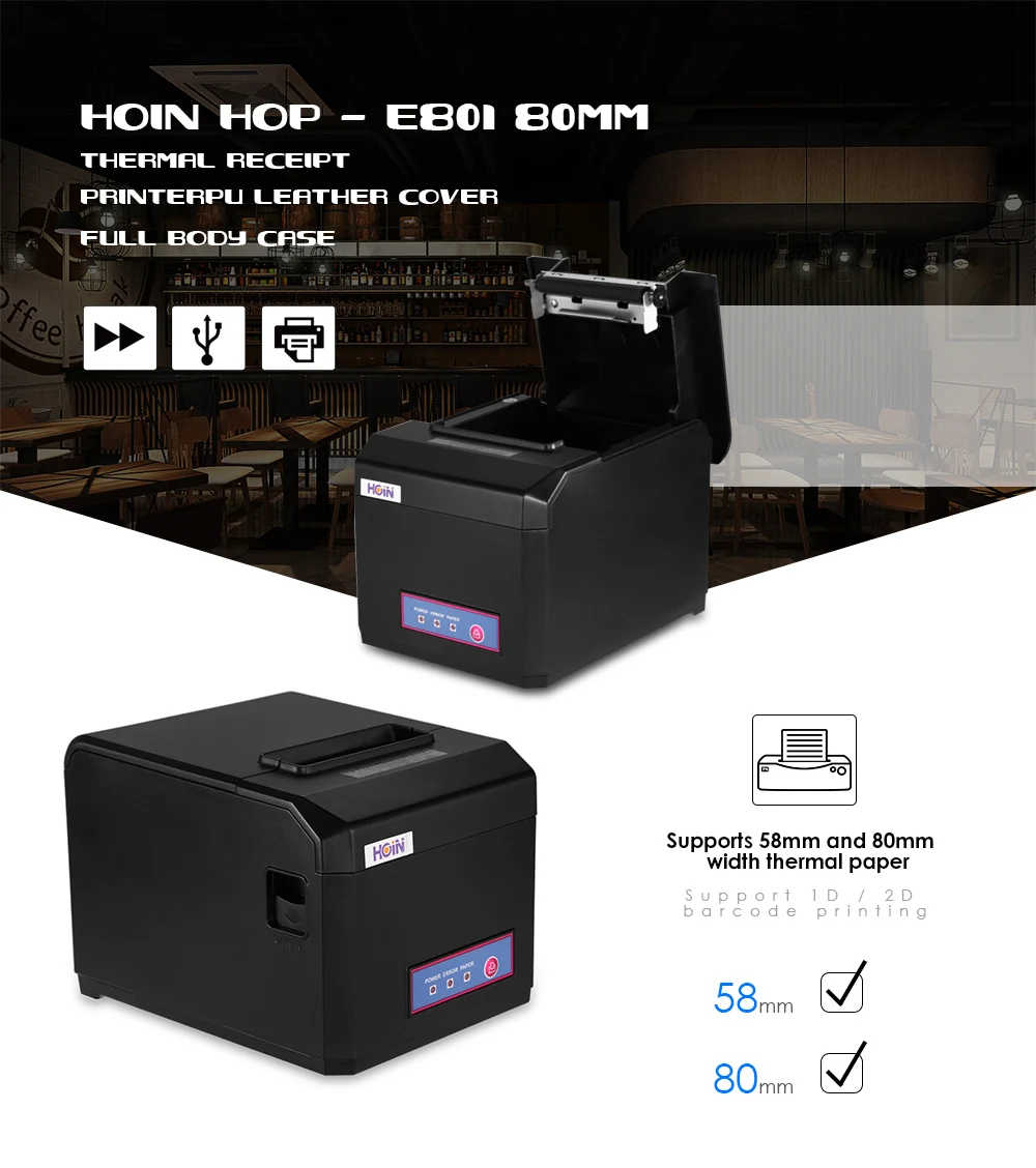 HOIN HOP E801 80mm Thermal Printer For POS System Bar Code Tagger Multi