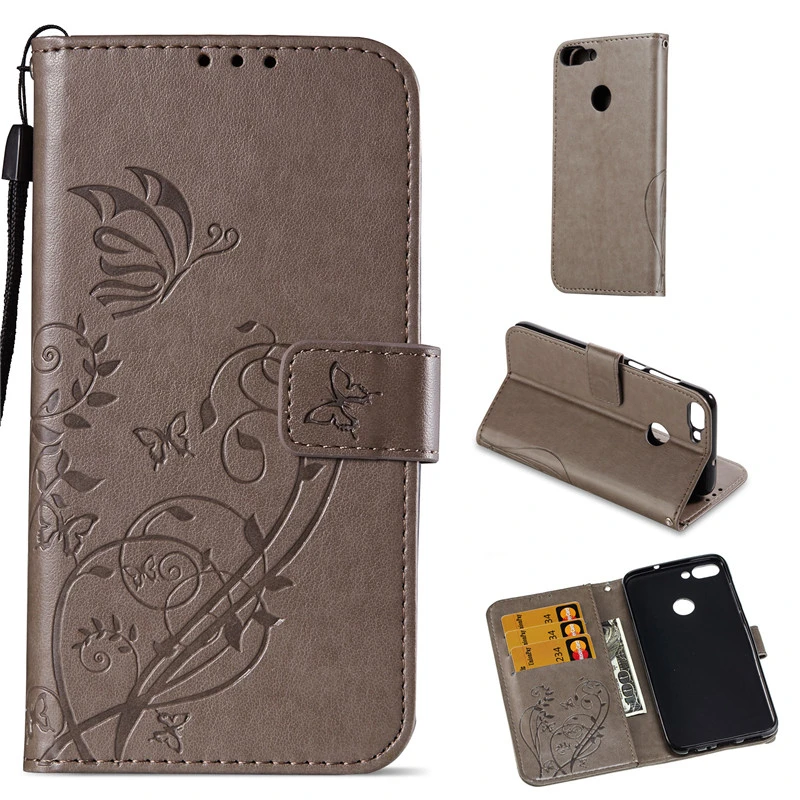 

For Huawei P Smart FIG-LX1 Luxury Flip Embossed Leather Stand Case For Huawei P Smart PSmart Cover Book Style Cell Phone Cover