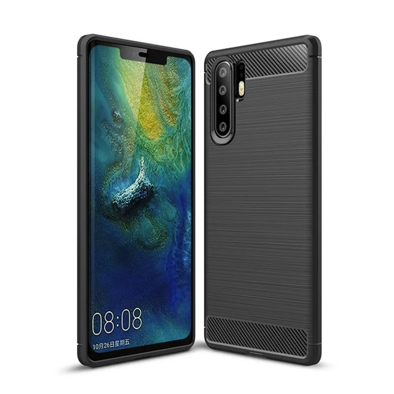Чехол для Huawei P30 Роскошный тонкий бампер из углеродного волокна полная задняя