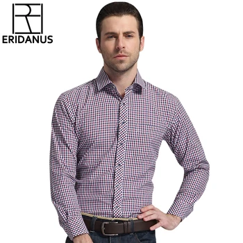 

ERIDANUS 2016 Men's Classic Plaid Shirt Long Sleeve Dress Shirt Men Business Formal Shirts Mens Clothing Camisa Masculina M448