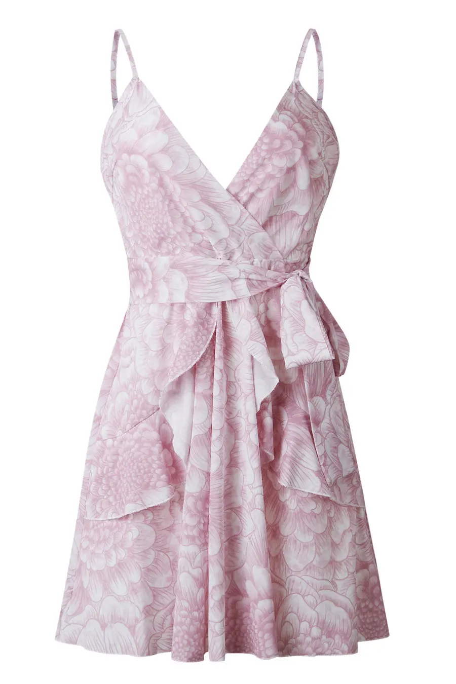 Gladiolus 2019 Women Summer Dress Sleeveless V Neck Floral Print Belt Tunic Mini Sexy Bohemian Dress Women Ruffle Beach Dresses  (76)