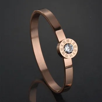 

New Arrive Never Fade 316L Stainless Steel Number Exchangeable CZ Stone Bracelet Bangles Fashion Jewelry Bijoux