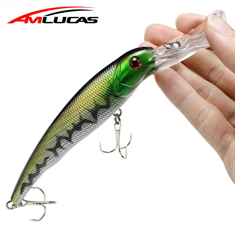 Amlucas كبيرة طعوم صيد سمك البلمة 16.5 سنتيمتر 27.1g Crankbait Wobblers الأسماك الطعم الثابت مع 2 خطاطيف للصيد صيد السمك WW187