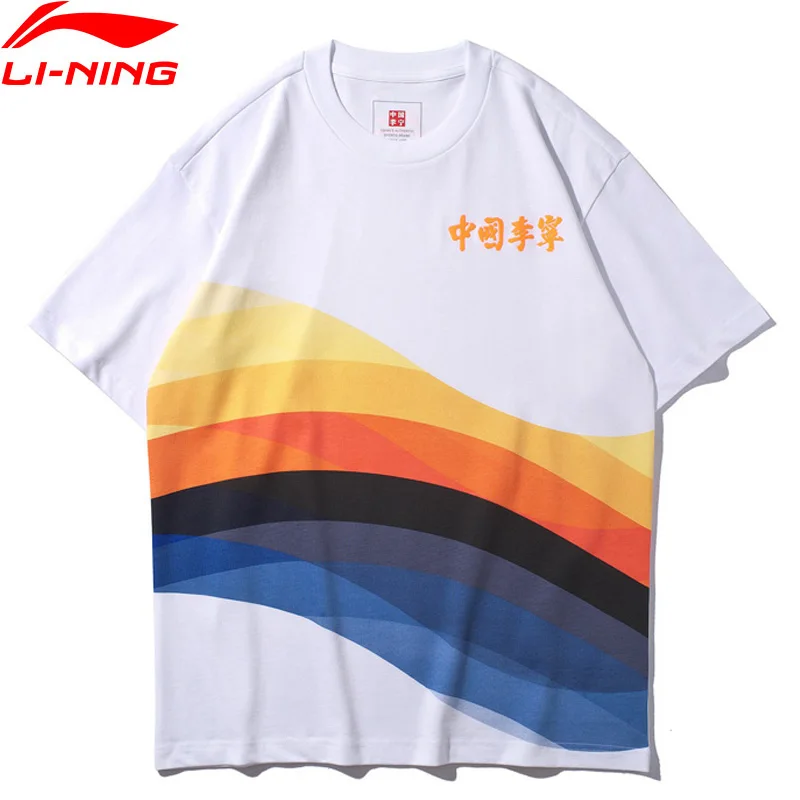 

Li-Ning Men 2019 NYFW Sports Jerseys Breathable T-Shirts 100% Cotton Regular Fit CHINA LINING Sport Tee AHSP591 MTS3098