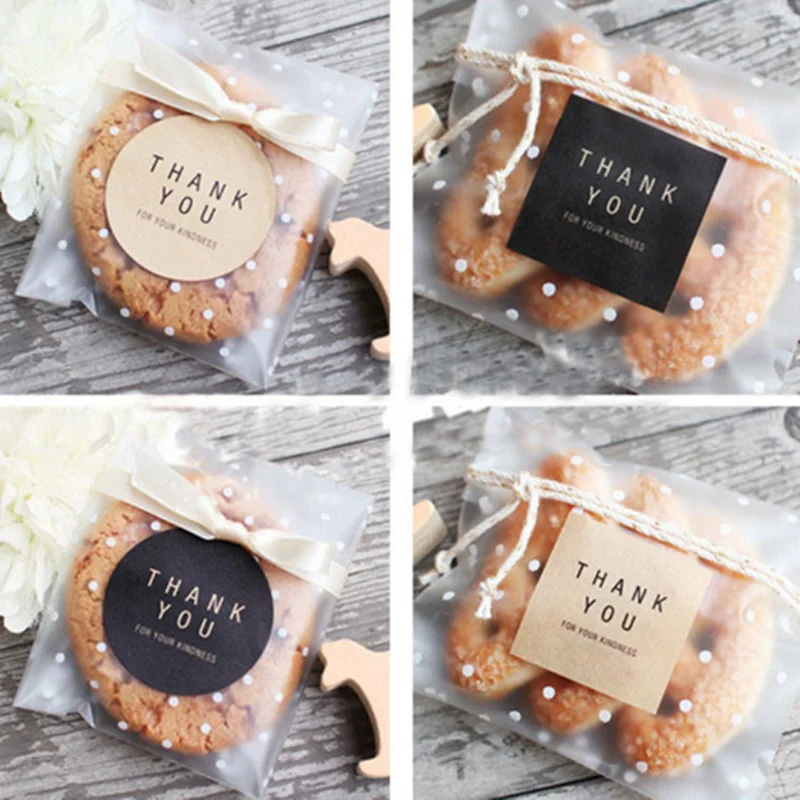 

10Sheets 60Pcs Square Circle Shape Thank you Handmade Cake Packaging Sealing Label Kraft Sticker Baking DIY Gift Stickers
