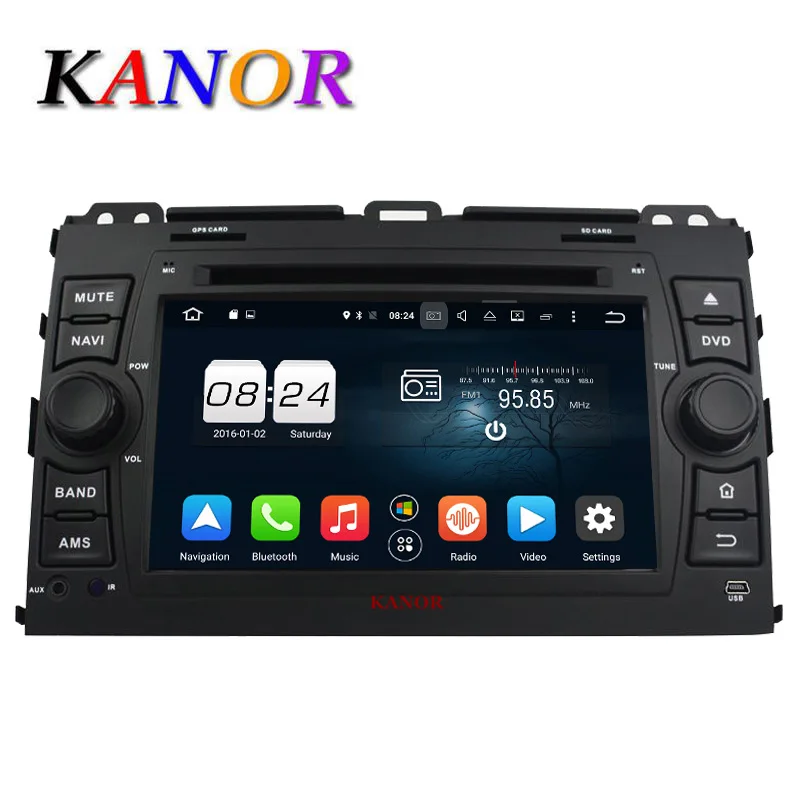 KANOR Android 6 0 Car DVD GPS Player 1024 600 Eight Core For Toyota Prado 120