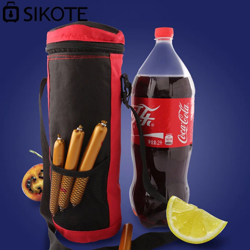 SIKOTE 2L Waterproof Bottle Bag Thermal Cooler Bag for Bottle Oxford Fabric Insulated Cooler Bag with Long Belt Drink Bags