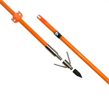 

12X Fiberglass Arrows Fishing Bow Archery Broadhead Screw Point Orange Solid Shaft w/ Safety Slide Free Shipping