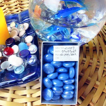 

50pcs Wholesale high quality flat round sky blue glass beads aquarium landscape bottom decoration glass ornaments accessories