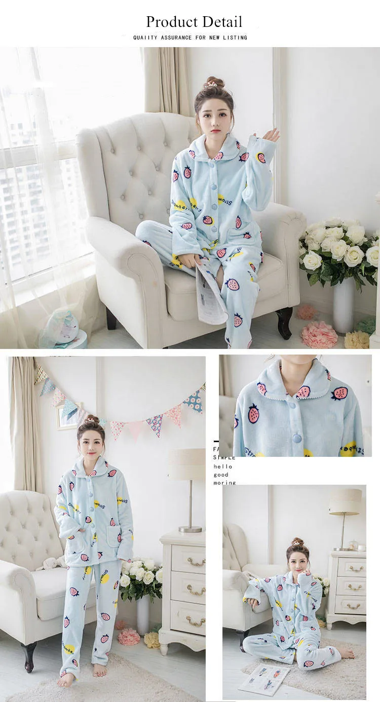 2019 Модные осенние зимние женские пижамные комплекты толстые фланелевые пижамы домашний теплый коралловый костюм животные пижамы Домашняя
