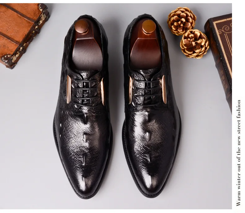 Мужские туфли с крокодиловым принтом; деловые туфли; сезон осень-зима; Роскошные Брендовые мужские туфли из натуральной кожи; модельные туфли для мужчин
