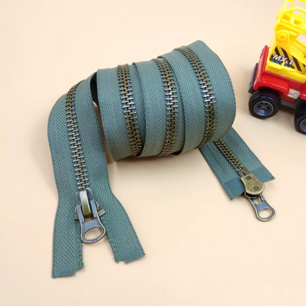 

8# High Quality 100% Double Slider Copper Metal Zipper 1Pcs 70/80/90/100/120cm Auto Lock Sewing DIY Jacket Clothes Accessories