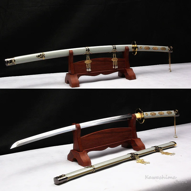 Подлинный Tsurumaru Kuninaga меч самурая японский катана дамасская кованая сталь Real Hamon