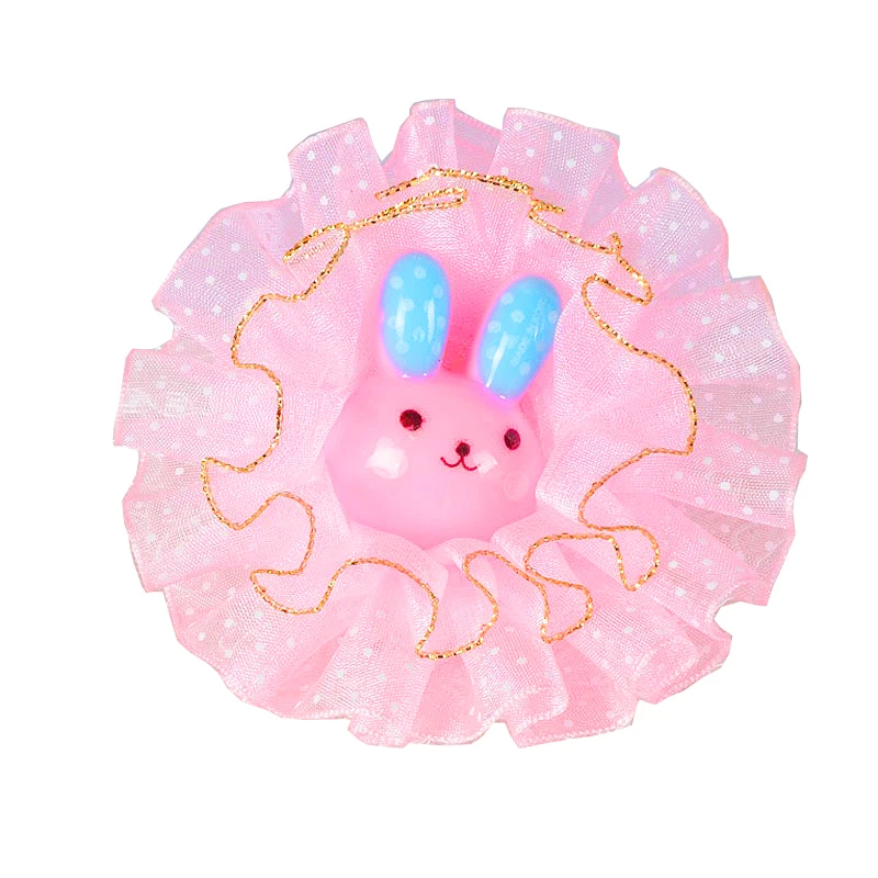 

2pcs Trendy 10 colors Rubber Band Women Girls Elastic Rabbit Bunny tulle chiffon flower Hair Band Tie Rope Fashion Accessories