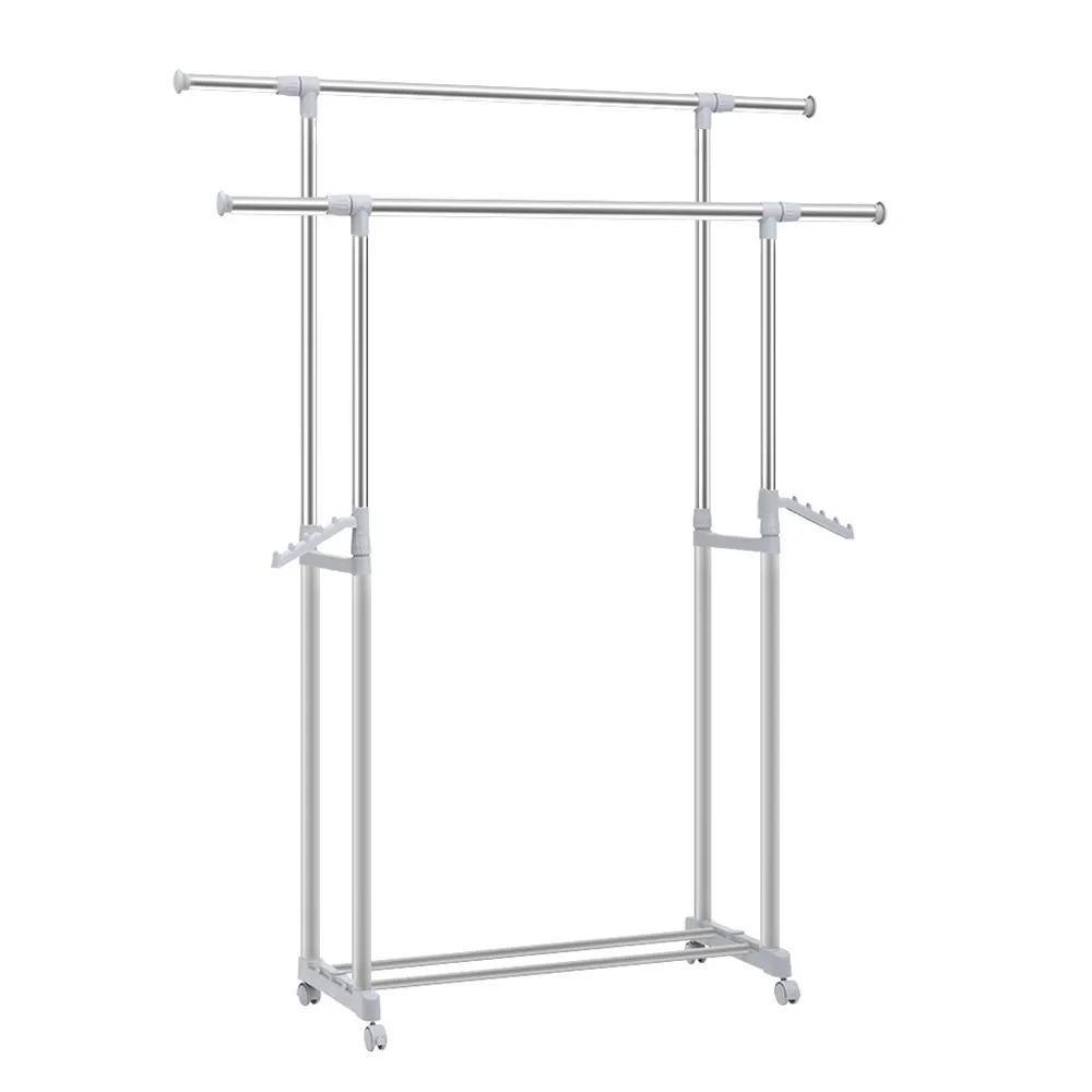 Finether Adjustable Rolling Garment Rack Clothes Storage Organization Drying Hanging Portable Wardrobe with Bottom Storage, Side1