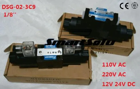 

Free shipping DSG-02-3C9 1/8'' New Hydraulic Solenoid Directional Valve.Terminal Box Type or plug-in connector type,110V AC