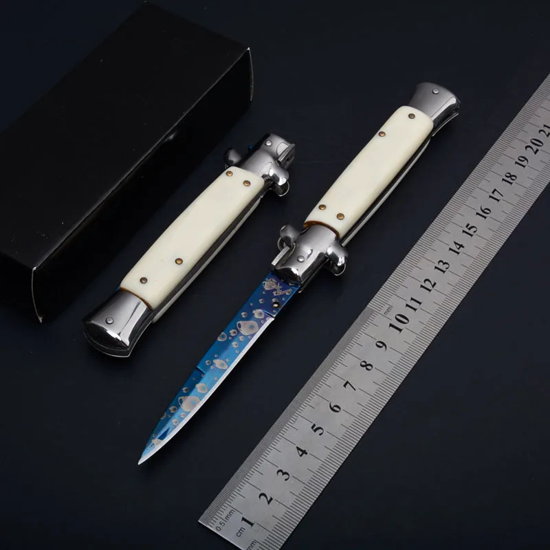 Итальянские карманные ножи с акриловой ручкой, итальянский Крестный отец, стилет 440C, стальные титановые ножи, ножи для выживания на природе