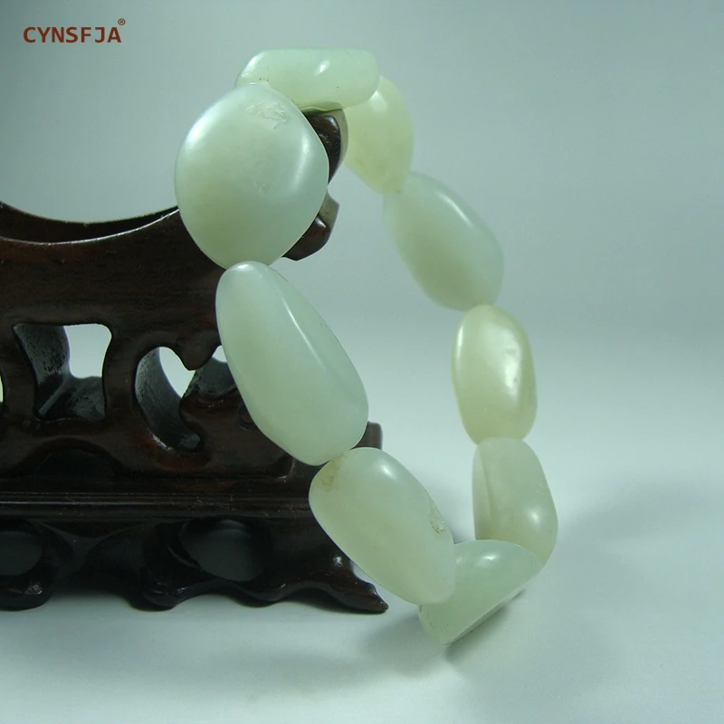 

Certified Natural Hetian Jade Nephrite Bracelets For Men Charm Bracelet Beads Green White High Quality Wonderful Gifts