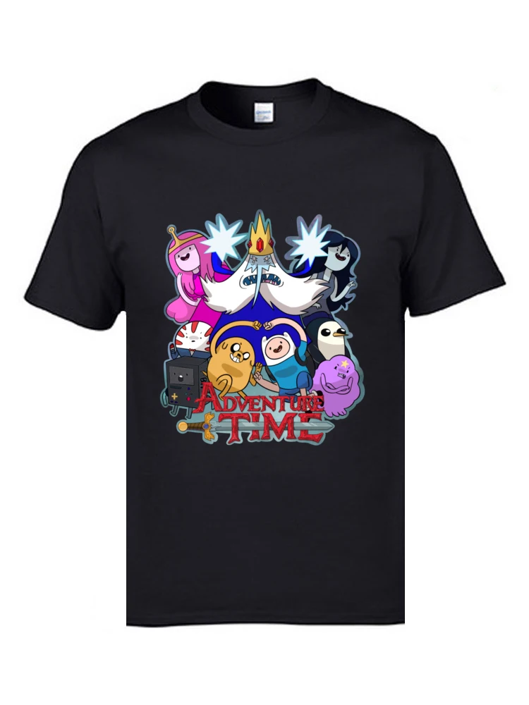 Adventure Time 13628 T Shirt Funny O-Neck Custom Short Sleeve Cotton Men T-shirts Funny Tees Wholesale Adventure Time  13628 black