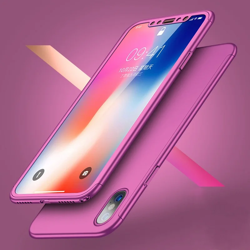 Чехол для iPhone 8 7 Plus 8Plus полная защита закаленное стекло 6 6S мягкий блестящий
