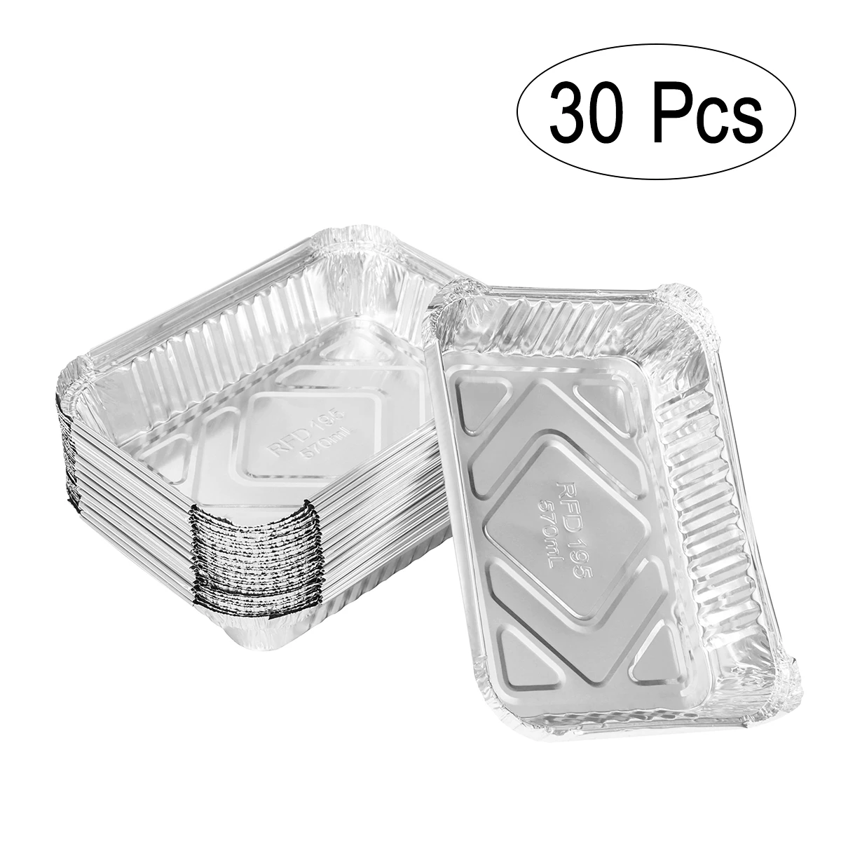 

30pcs 570ml Disposable BBQ Drip Pan Tray Aluminum Foil Tin Liners for Grease Catch Pans Replacement Liner Trays Without Cover