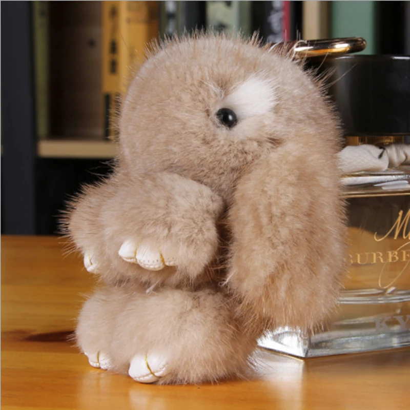 

Real Mink fur rabbit keychain Fluffy bunny doll Decoration Colorful car key and bag pendant Kc95182