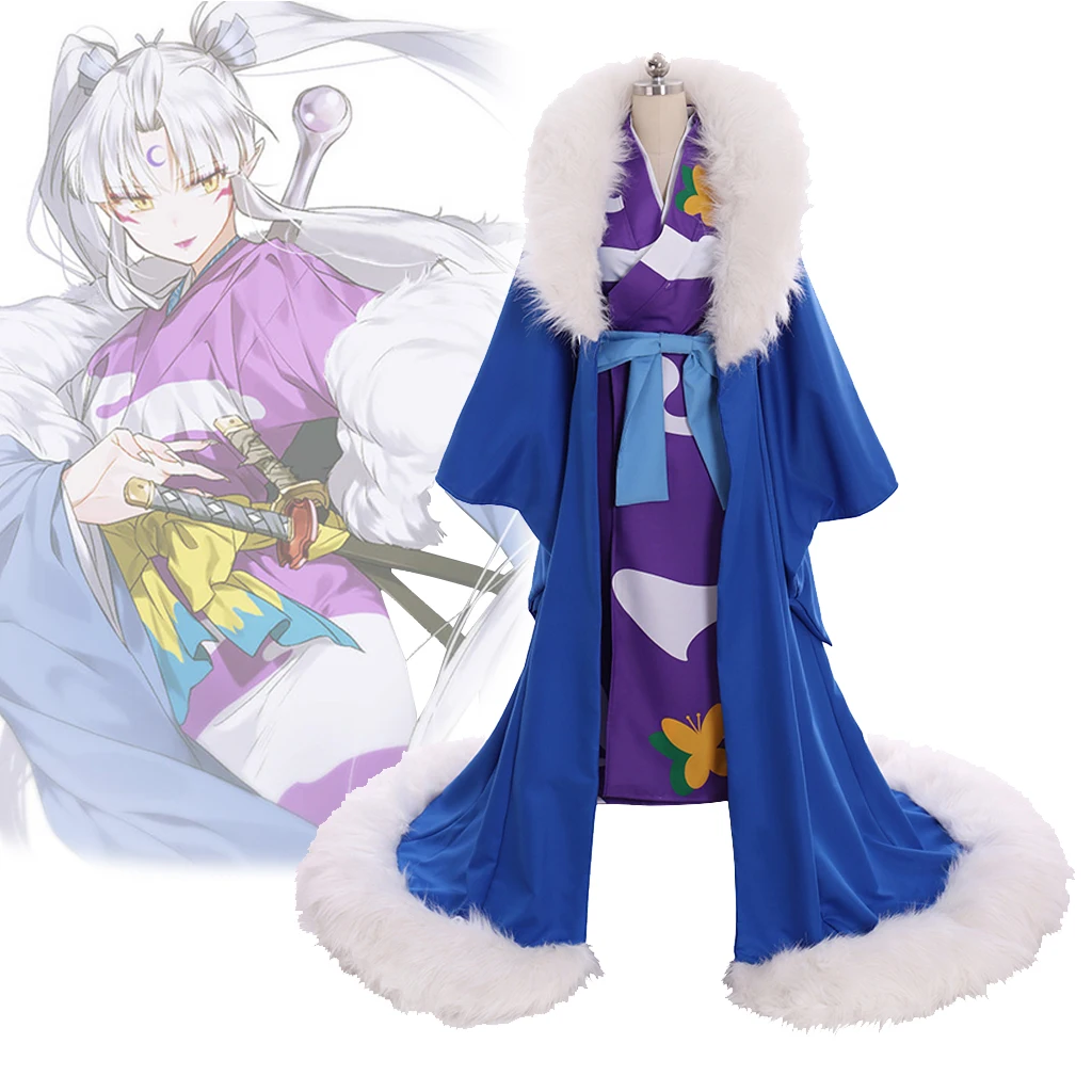 Косплей diy Inuyasha Inukimi Sesshoumaru кимоно для мамы Костюм взрослых накидка из